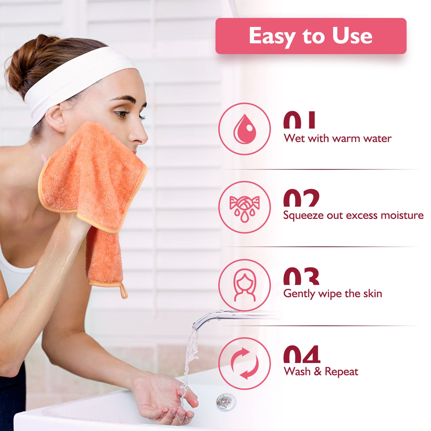 Nineigh Reusable Makeup Remover Cloth, 6 Pack Makeup Remover Pads Microfiber Flannel Facial Cleansing Cloth for Face Eyes Lips Make Up Removing, Suits All Skin Types(EU)