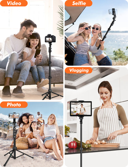 Phone Tripod, 71" Tripod for iPhone, Selfie Stick Tripod Stand with Remote, iPhone Tripod & Tall Travel Tripod for Recording Video Selfies Photo, Compatible with iPhone 14 Pro Max 13 12 11 Cell Phone(USA)