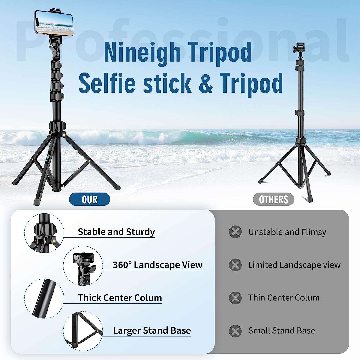 Upgraded] 67 Phone Tripod, [Sturdy & Stable] iPhone Tripod Stand
